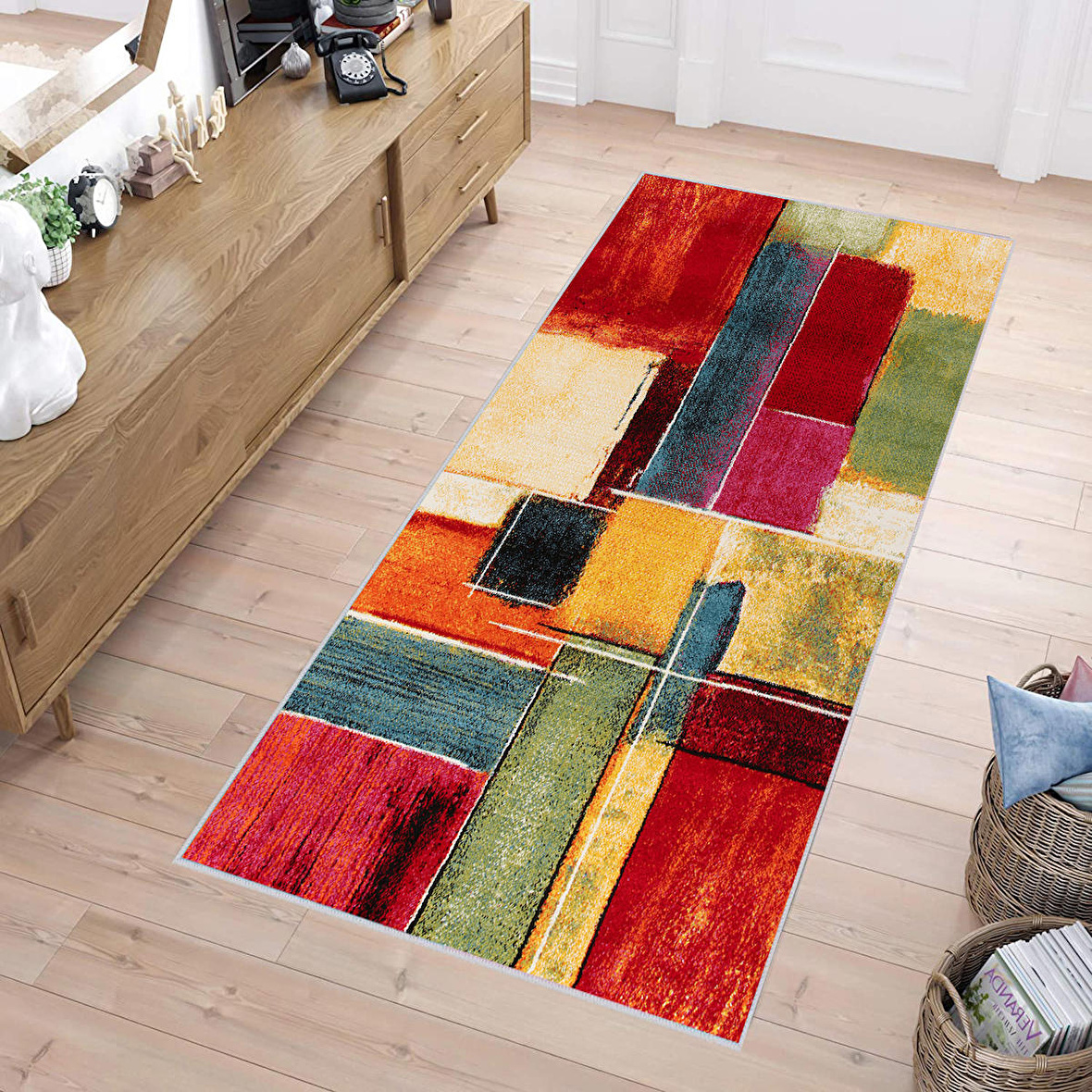 Dijital Baskı Yıkanabilir Kaymaz Taban Salon Halısı Ve Yolluk RVG1133