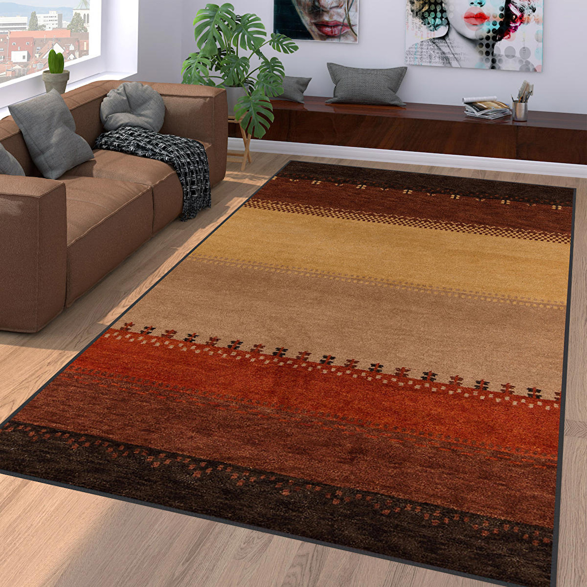 Dijital Baskı Yıkanabilir Kaymaz Taban Salon Halısı Ve Yolluk RVG1130