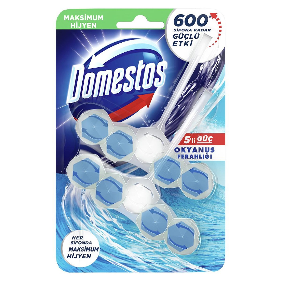 Domestos Wc Blok Tuvalet Bloğu Okyanus Ferahlığı 5'li Güç 2 x 55 G