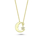 Altın Ay Yıldızlı Atatürk Kolye