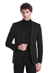 Siyah Slim Fit Düz Mono Yaka Klasik Ceket | 50