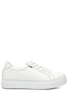 BEYAZ RUGAN Gön Hakiki Deri Yuvarlak Burun Dolgu Taban Bağcıklı Kadın Sneaker 24240