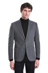 Gri Slim Fit Düz Mono Yaka Casual Ceket | 56