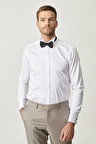 Erkek Beyaz Beyaz Damatlık Ata Yaka Tailored Slim Fit Dar Kesim Gömlek