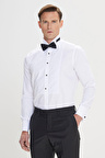 Erkek Beyaz Slim Fit Dar Kesim Ata Yaka Kolay Kırışmayan %100 Pamuk Gömlek
