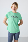 Su Yeşili Polyester Nefes Alan Dokulu İnce Esnek Standart Fit Performans Kadın T-Shirt - 97283
