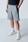 Gri Melanj Pamuklu Kalın Yumuşak Dokulu Standart  Fit Basic Erkek Şort  - 81280