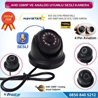 Mikrofonlu AHD 1080P ve Analog Pal Çevrilebilir 4 Pin Plastik Mini Dome Araç Kamerası