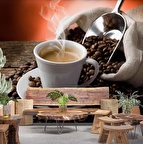 Çuvalda Kahve Cafe Duvar Kağıdı Baskı