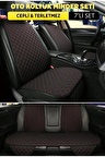 Araba Terletmez Ergonomik Koltuk Minderi (7 PARÇA) - 5 Koltuk Tam Set Siyah Kırmızı