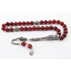 925 AYAR GÜMÜŞ PÜSKÜLLÜ ÖZEL TASARIM AKİK TAŞLI TESBİH