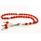 925 AYAR GÜMÜŞ YENİ TASARIM ARPA KESİM AKİK TAŞLI TESBİH