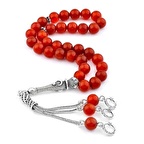 925 Ayar Gümüş Ayyıldız Model Akik Taşlı Tesbih