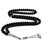 925 Ayar Gümüş Püsküllü Mat Renk Onixy Taşlı Tesbih