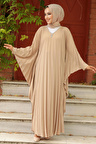 Yarasa Kol Camel Tesettür Elbise 330068C