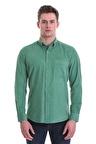 Yeşil Slim Fit Düz 100% Pamuklu Düğmeli Yaka Uzun Kollu Klasik Gömlek | XL