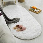 Tüy Dökmez Tavşan Tüyü Post Halı Beyaz