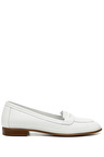 BEYAZ Gön Hakiki Deri Yuvarlak Burun Düz Taban Loafer Kadın Babet 24161