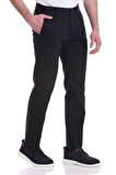 Lacivert Regular Fit Desenli Pamuklu Yandan Cepli Basic Kanvas Pantolon | 42