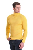 Sarı Slim Fit Fitilli Balıkçı Yaka Yünlü Triko Kazak | L