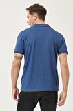 Erkek Çekmeyen Pamuklu Kumaş Regular Fit Geniş Kesim Laci-indigo Kıvrılmaz Polo Yaka Cepli Tişört
