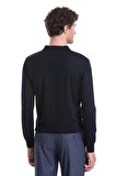 Lacivert Regular Fit Düz Polo Yaka Triko Kazak | M