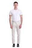 Bej Slim Fit Düz Yandan Cepli Keten Pantolon | 48