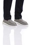 Gri Casual Bağcıksız Nubuk Deri Sneakers | 41
