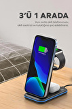 Woyax by Deji iPhone-Watch-Airpods ve Magsafe Uyumlu Katlanabilir 15W - 10W Hızlı Wireless Kablosuz Şarj Standı