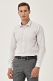 Erkek Gri Ütülemesi Kolay Slim Fit Dar Kesim Klasik Yaka Pamuklu Gömlek