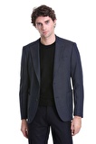 Lacivert Comfort Fit Desenli Sivri Yaka Klasik Ceket | 52