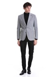 Gri Slim Fit Düz Mono Yaka Casual Ceket | 52