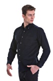 Lacivert Slim Fit Düz 100% Pamuklu Düğmeli Yaka Uzun Kollu Klasik Gömlek | M