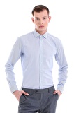 Mavi Comfort Fit Desenli 100% Pamuklu İtalyan Yaka Uzun Kollu Spor Gömlek | L
