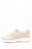 BEJ Gön Hakiki Deri Yuvarlak Burun Dolgu Taban Bağcıklı  Kadın Sneaker 42215