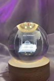 Sultan Ahmet 3D Led Işık Gecelambası Cam Küre Tek Renk Günışığı Ahşap Sultanahmet Cami Gece Lambası7 cm