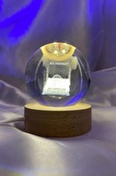 Sultan Ahmet 3D Led Işık Gecelambası Cam Küre Tek Renk Günışığı Ahşap Sultanahmet Cami Gece Lambası7 cm