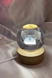 Sultan Ahmet 3D Led Işık Gecelambası Cam Küre Tek Renk Günışığı Ahşap Sultanahmet Cami Gece Lambası7 cm