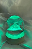 3D Led Işık Gecelambası Cam Küre Çok Renk Günışığı Ahşap Ayasofya Cami Gece Lambası 6 cm