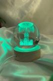3D Led Işık Gecelambası Cam Küre Çok Renk Günışığı Ahşap Galata Kulesi Gece Lambası 6 cm