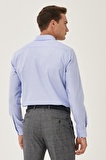 Erkek Açık Mavi Ütü Gerektirmeyen Non -ıron Slim Fit Dar Kesim %100 Pamuk Düğmeli Yaka Gömlek