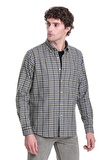 Haki Comfort Fit Kareli Düğmeli Yaka Uzun Kollu Casual Gömlek | M