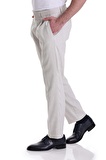 Bej Slim Fit Düz Yandan Cepli Keten Pantolon | 48