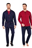 Pierre Cardin Penye Pijama Robdöşambr 3'lü Çeyiz Seti 5605 - Lacivert