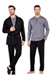 Pierre Cardin Penye Pijama Robdöşambr 3'lü Çeyiz Seti 5605 - Siyah