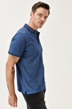 Erkek Çekmeyen Pamuklu Kumaş Regular Fit Geniş Kesim Laci-indigo Kıvrılmaz Polo Yaka Cepli Tişört