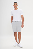 Erkek Acık Grı Melanj Standart Fit Günlük Rahat Spor Örme Şort