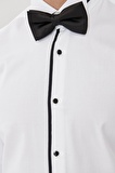 Erkek Beyaz-siyah Damatlık Ata Yaka Tailored Slim Fit Dar Kesim Gömlek