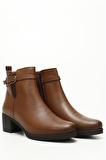 TABA FLOTER Gön Hakiki Deri Yuvarlak Burun Kauçuk Taban Topuklu Fermuarlı Tokalı Kadın Günlük Bot 51464