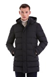 Lacivert Slim Fit Hakim Yaka Kapüşonlu Basic Kaban | S